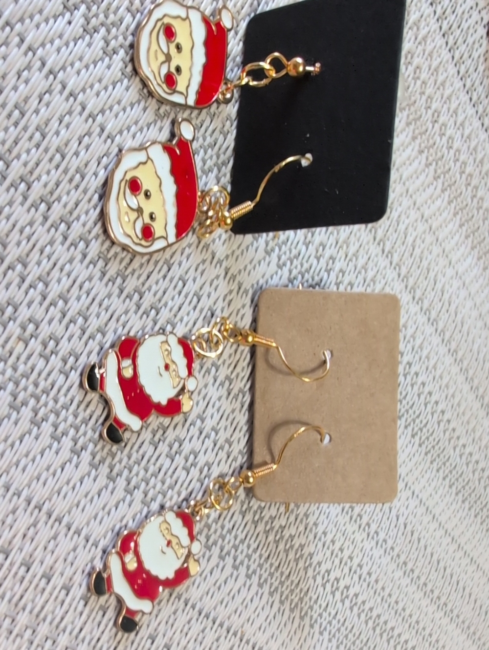 Holiday Santa Dangle Earrings for Kids - Red & White Women's